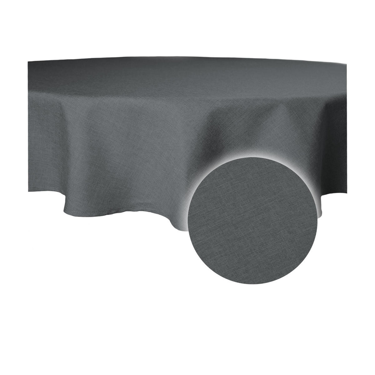 TISCHDECKE Leinenoptik 140 cm rund Anthrazit - Anthrazit, Textil (140cm) - TiborTex