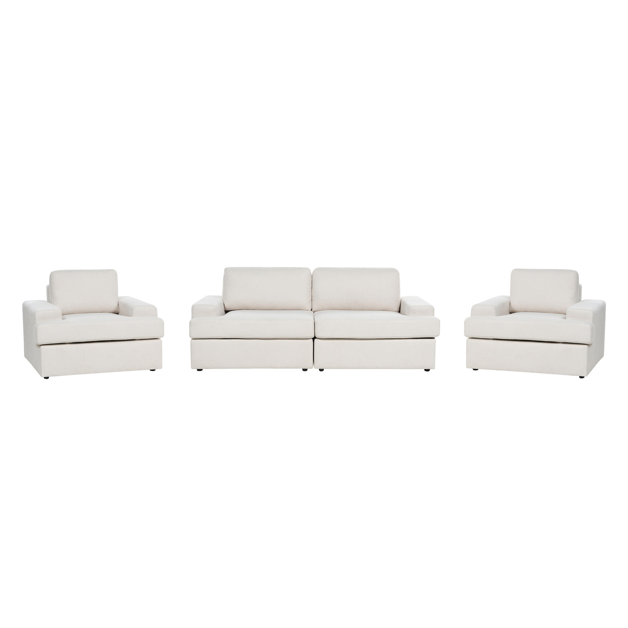 SOFA-SET 5-sitzer hellbeige Alla - Beige, Textil (112/112/208cm) - Beliani