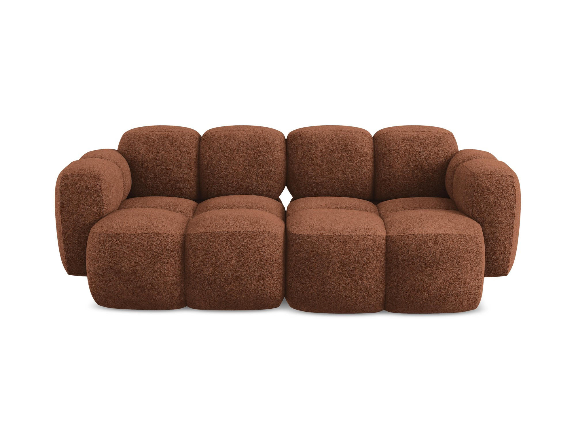 2-SITZER SOFA Chenille Stoff Orange - Terra cotta/Schwarz, Holzwerkstoff/Kunststoff (210/72/115cm) - Makamii