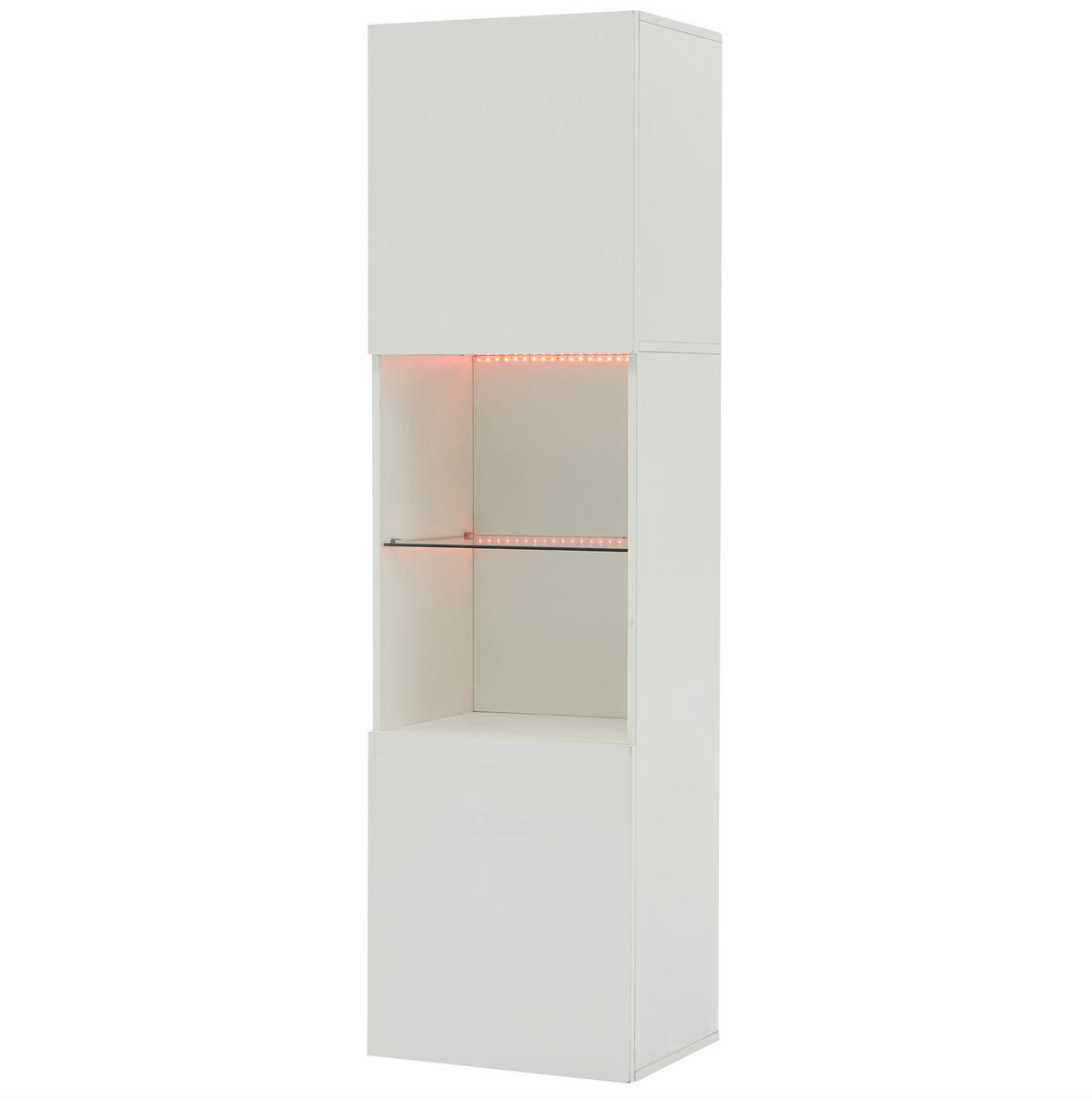 VITRINE 45/35/160 cm mit LED-Beleuchtung, gehärtetem Glas und Anti-Kipp-Sicherung, Weiß - Weiß, Holzwerkstoff (45/160/35cm) - Redom