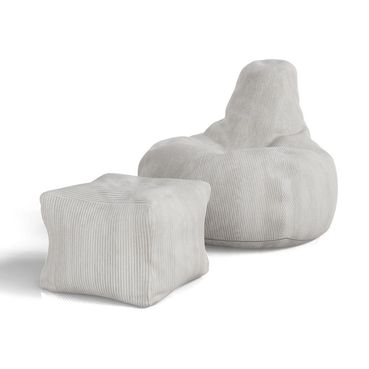 SITZSACK Chillex mit Hocker L Cord beige - Beige, Textil (75/84/79cm) - Juskys