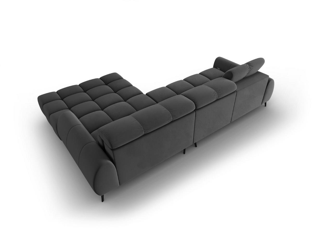 ELEKTRISCHES-ECKSOFA rechts Alyse aus Samt grau 5 Sitzplätze - Grau, Textil (188/295cm) - Micadoni