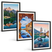 BILDER SET 3er Set - 40x60 cm Schwarzer Rahmen - Spiegelungen der Felsen in Bergseen - Schwarz, Kunststoff (40/60cm) - TULUP
