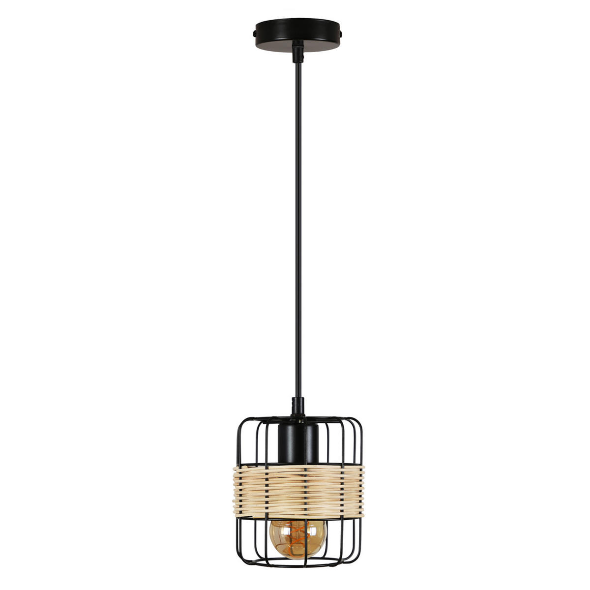 HÄNGELEUCHTE Greta 1-flammig 13/13/150 cm - Schwarz, Metall (13/13/150cm) - Nettlife
