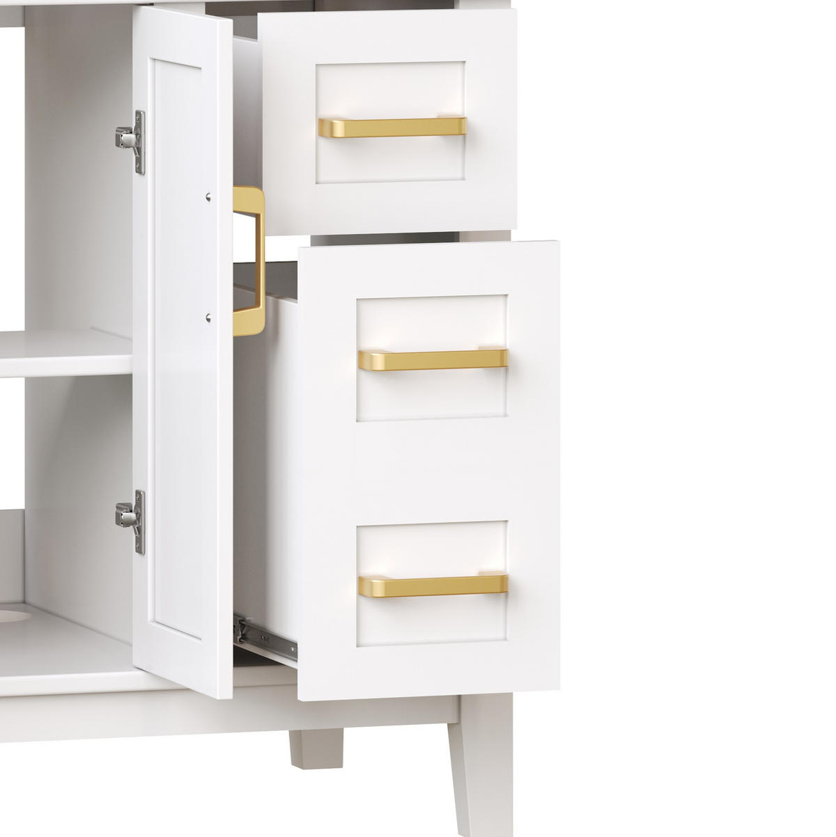 WASCHBECKENUNTERSCHRANK mit Keramikbecken 76 x 46,5 x 86 cm Weiß - Weiß, Metall (46.5/86/76cm) - Beauniv