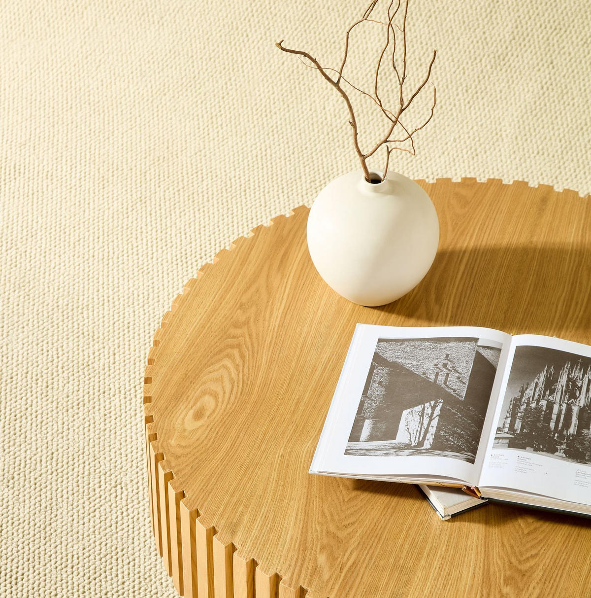 COUCHTISCH aus MDF in Natur mit handgefertigter Massivholzkante - Naturfarben, Holzwerkstoff (80/80/35cm) - Modfu
