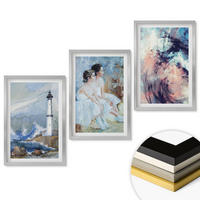 WANDBILDER 3er Set - 40x60 cm Silberner Rahmen - Leuchtturm-Abstrakte Tänzerin - Silberfarben, Kunststoff (40/60cm) - ArtPrintCave