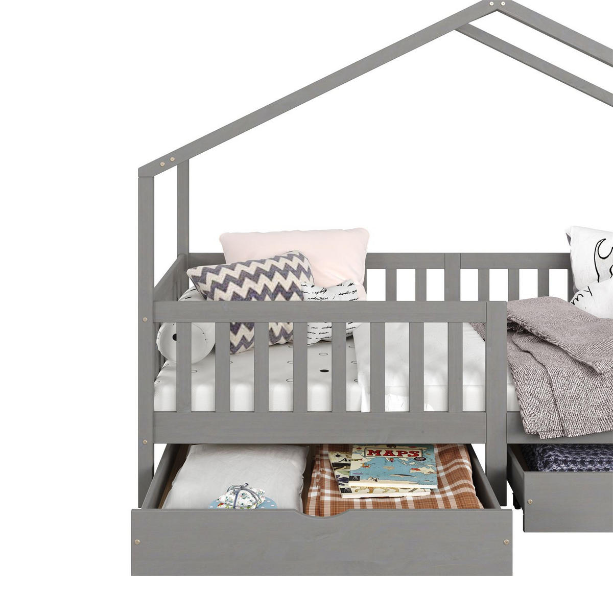 HAUSBETT ELEA 90X200 CM - Grau, Holz (96/148/206cm) - IDIMEX