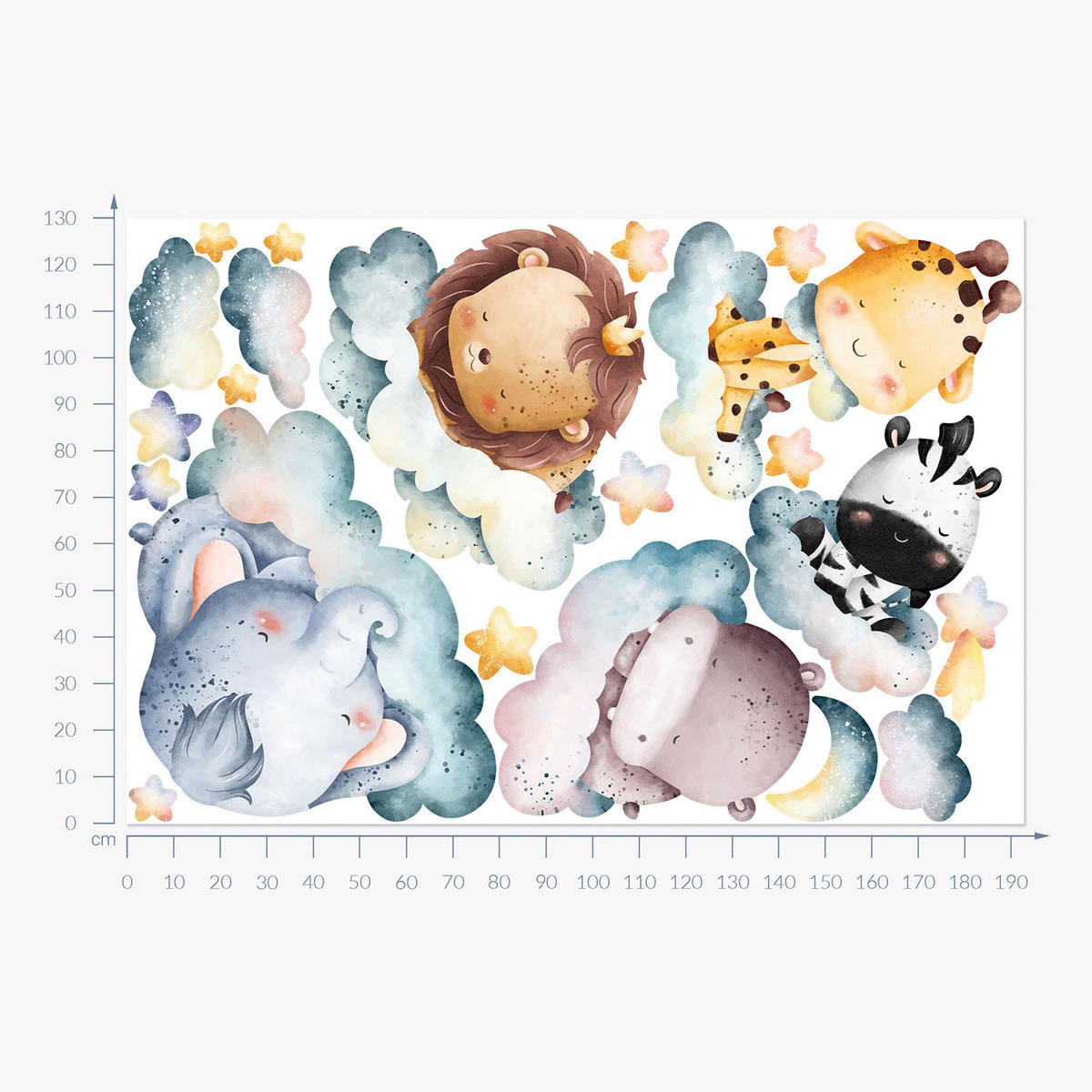 WANDAUFKLEBER 130x193cm - Schlafende Tiere - Multicolor, Kunststoff (130/193/0.1cm) - Wallfluent