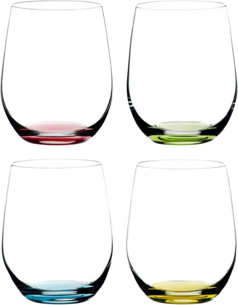 WEISSWEINGLAS O Happy, hochwertiges Glas, 320 ml, 4 verschiedene Farben, 4er Set - Transparent, Glas (0.32L) - Riedel