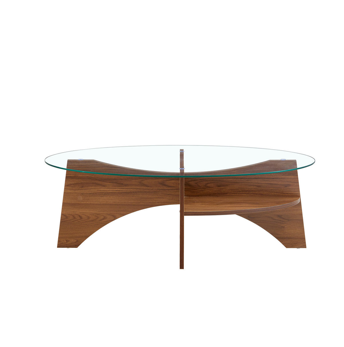 COUCHTISCH 104,9/60 cm mit Ablagefach und Sicherheitsglas, Transparent/Walnussfarben - Nussbaumfarben, Holzwerkstoff (104.9/60/45cm) - Modfu