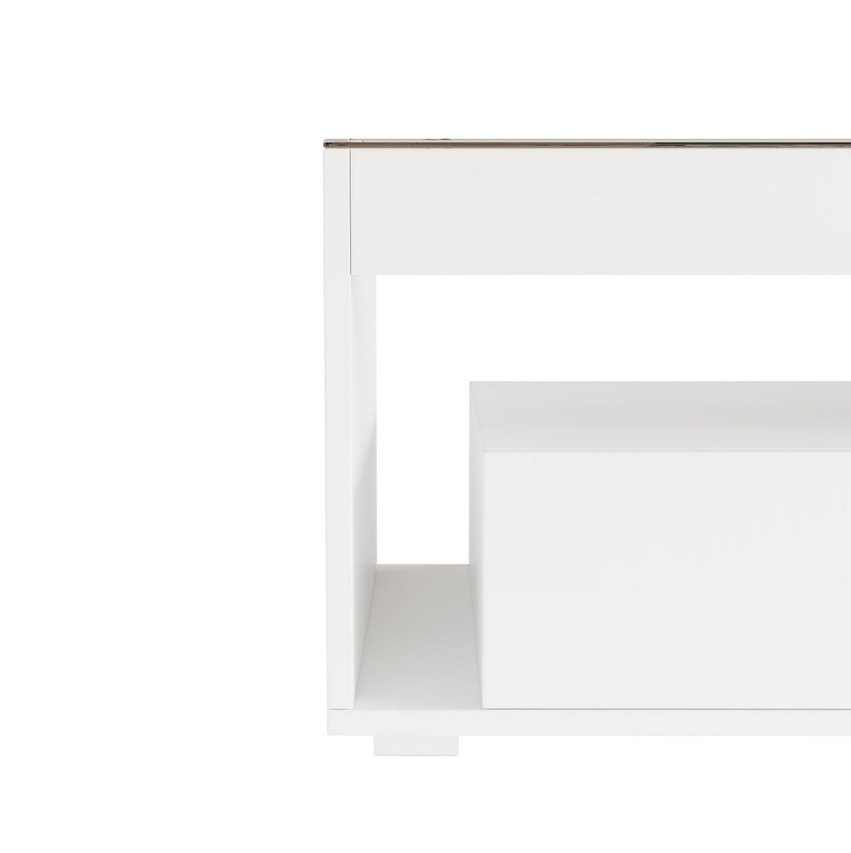 KONFERENČNÍ stolek, 100/50/40 cm bílý, s LED osvětlením a 2 zásuvkami - bílá, kompozitní dřevo (100/50/40cm) - BEAOK