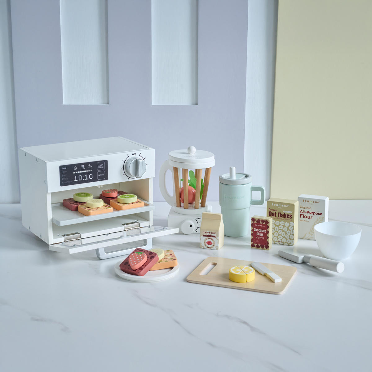 SPIELESSEN Holz Set mit Mixer, 18cm, Weiß - Weiß, Holzwerkstoff (16/18/24cm) - Teamson Kids