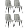 STUHL 4er Set Stoff Hellgrau - Hellgrau/Schwarz, Textil/Metall (45/84/55cm) - CLP