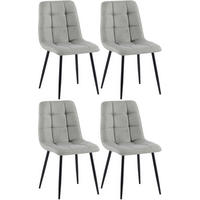STUHL 4er Set Stoff Hellgrau - Hellgrau/Schwarz, Textil/Metall (45/84/55cm) - CLP