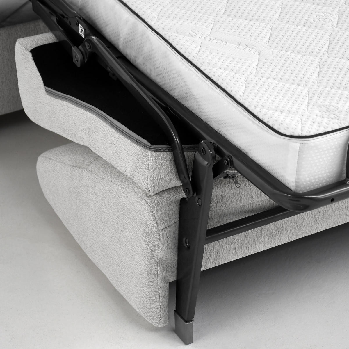 SCHLAFSOFA Pireus mit italienischem Gestell, 180x200, Hellgrau - Hellgrau/Schwarz, Textil (250/90/100cm) - Beautysofa