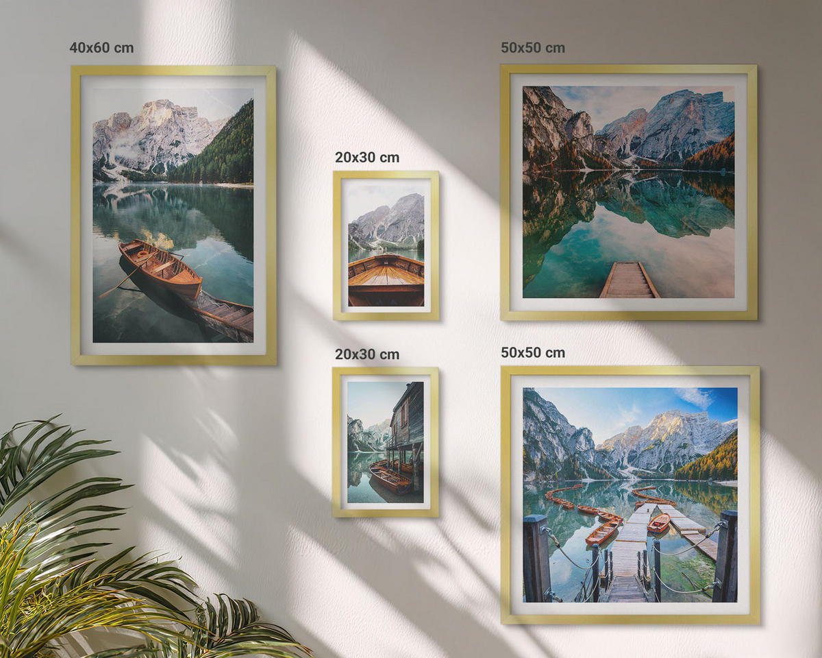 BILDER SET 5er Set - 50x50 cm & 20x30 cm & 40x60 cm Goldrahmen - Zarte Rosenblüten für die Küche - Goldfarben, Kunststoff (40/60cm) - TULUP
