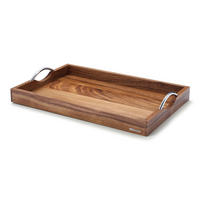 TABLETT mit Metallgriffen, Akazienholz, 53 x 36 cm - Braun, Holz (8/56/37cm) - Continenta