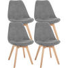 STUHL 4er Set Cord grau - Eukalyptusholzfarben/Grau, Holz/Textil (49/83/50cm) - CLP