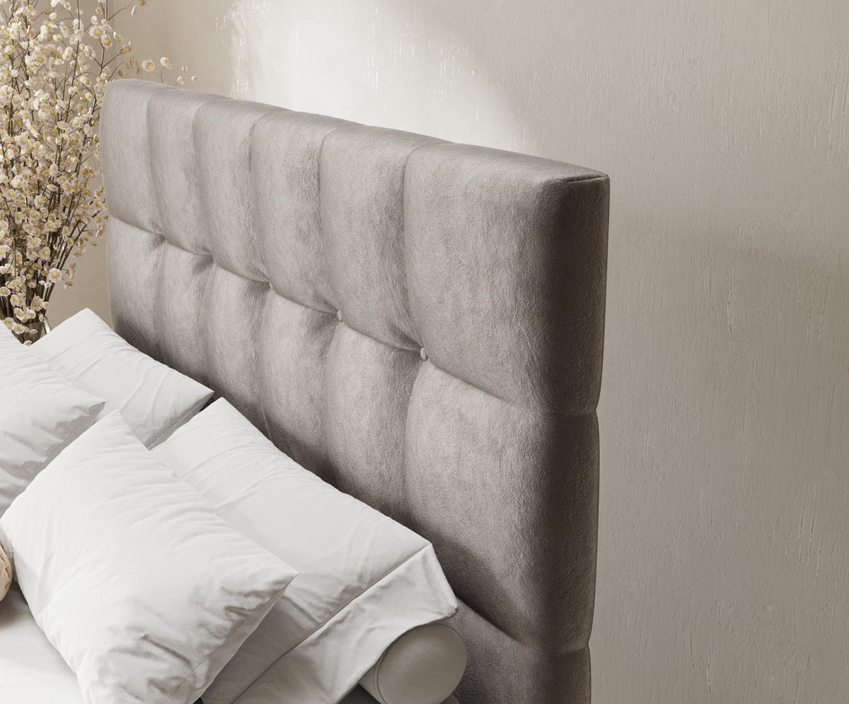 BOXSPRINGBETT Chanton Taupe 200/200 cm mit Latex-Topper - Taupe/Silberfarben, Holz/Holzwerkstoff (200/200cm) - Maison de Reve