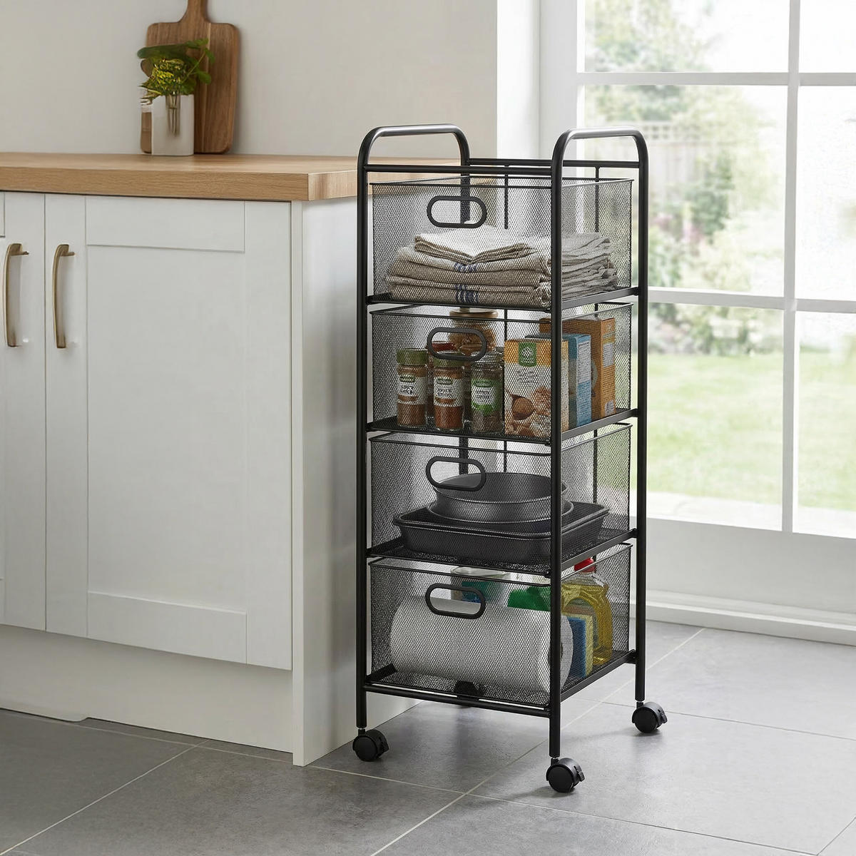 VOZÍK - čierna, kov/plast (32/92.5/33cm) - Relaxdays