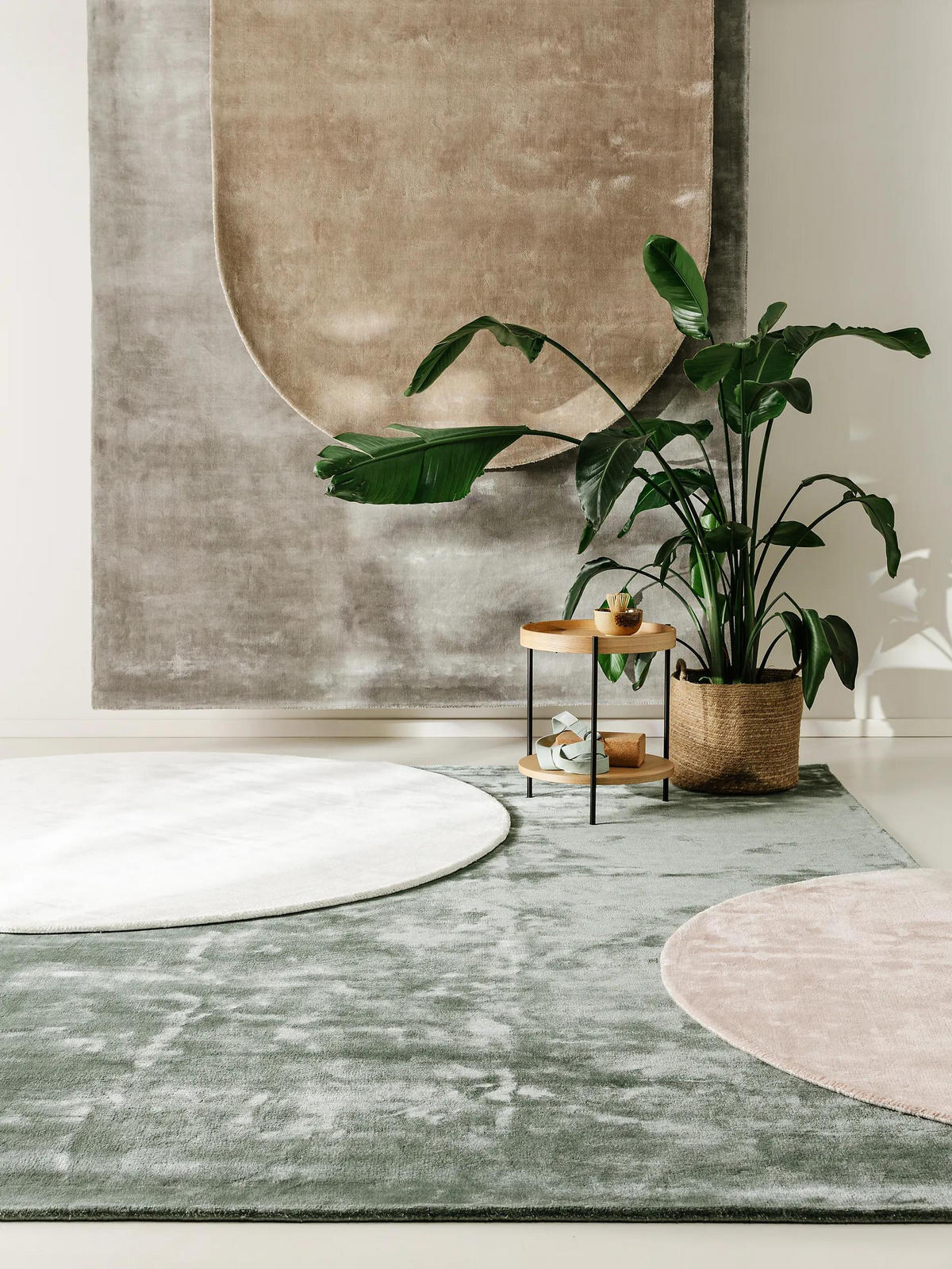 VISKOSETEPPICH rund Nela Grau ø 120 cm rund - Grau, Textil (120/120cm) - benuta Pure