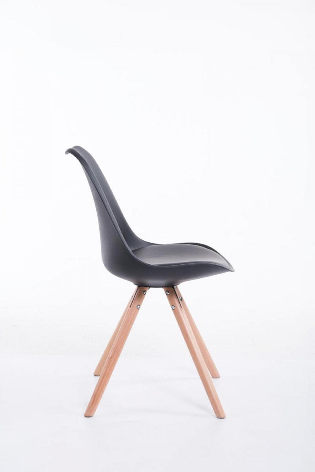 STUHL Lederlook schwarz - Eukalyptusholzfarben/Schwarz, Holz/Textil (48/83/56cm) - CLP