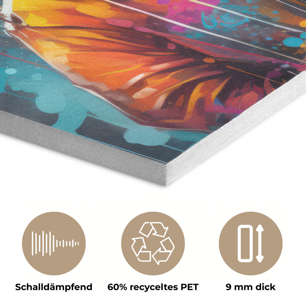 AKUSTIKPANEEL Panda - Jacke - Graffiti - Orange 90x90 cm - Orange, Textil (90/0.9/90cm) - MuchoWow