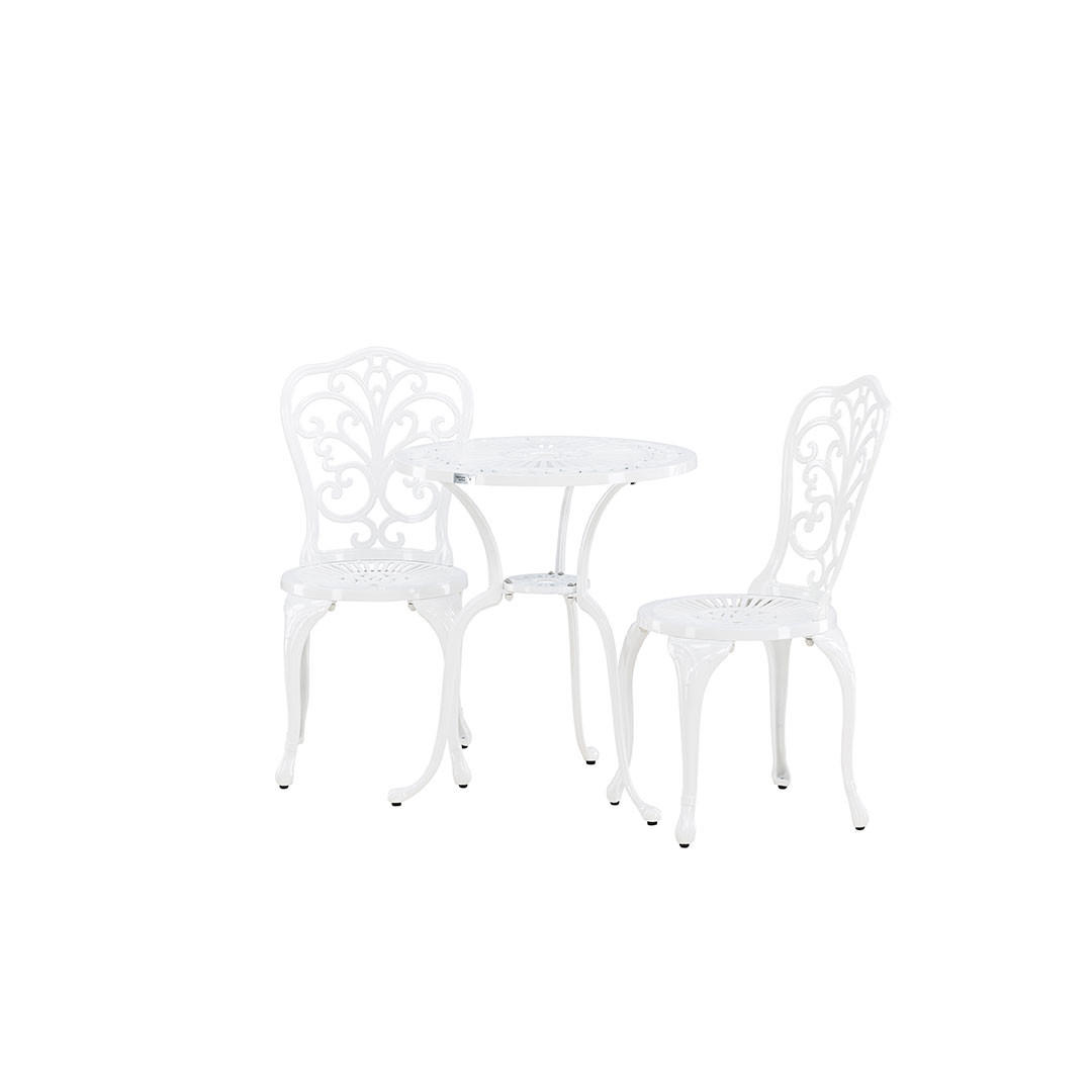 CAFÉ-SET, Nandin, Tisch Weiß, Metall, 60 x 60 x 73 cm, 3-teilig - Weiß, Metall - ebuy24