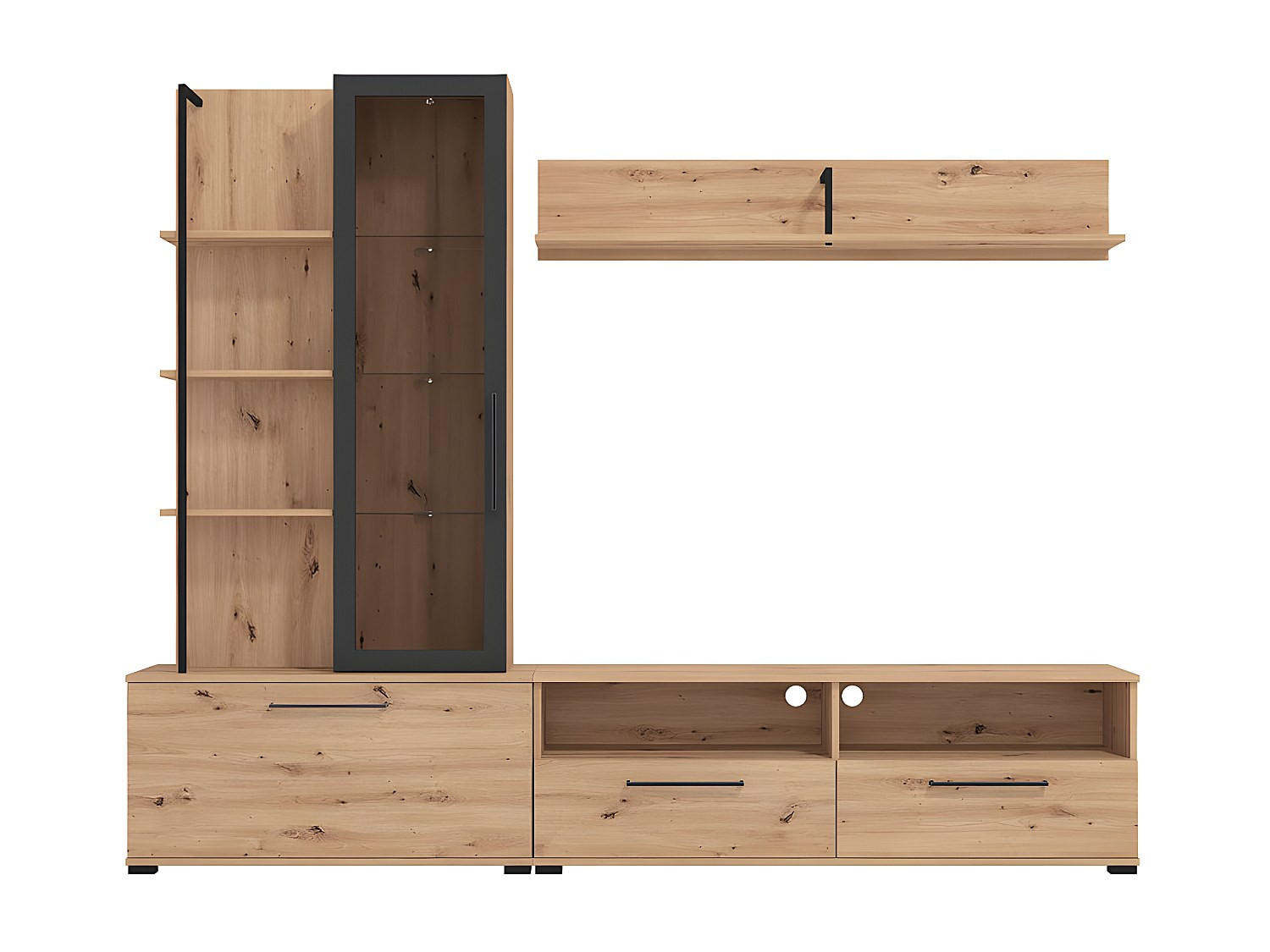 TV-WAND - 229.5 x 35 - holz - naturfarben hell Dublin - Naturfarben, Glas/Holz (229.5/183/35cm) - Vente-Unique