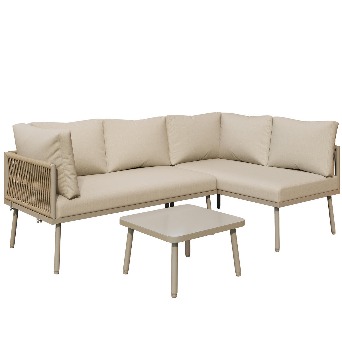 GARTENMÖBEL 120x60x72cm beige aus Eisen und mit Kissen - Beige, Metall - Modfu