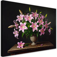 LEINWANDBILD Blumen 90x60cm - Rosa, Textil (90/60cm) - Feeby