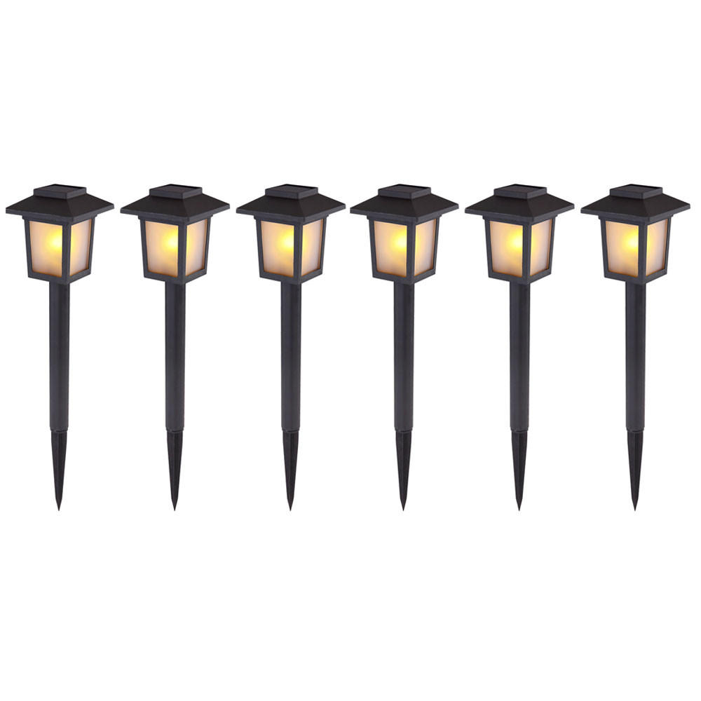 LED AUSSENLEUCHTE Solarlampe Schwarz satiniert 6er Set - Schwarz, Kunststoff (8/8/37cm) - Globo Lighting