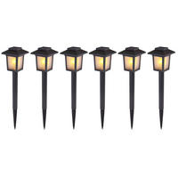LED AUSSENLEUCHTE Solarlampe Schwarz satiniert 6er Set - Schwarz, Kunststoff (8/8/37cm) - Globo Lighting