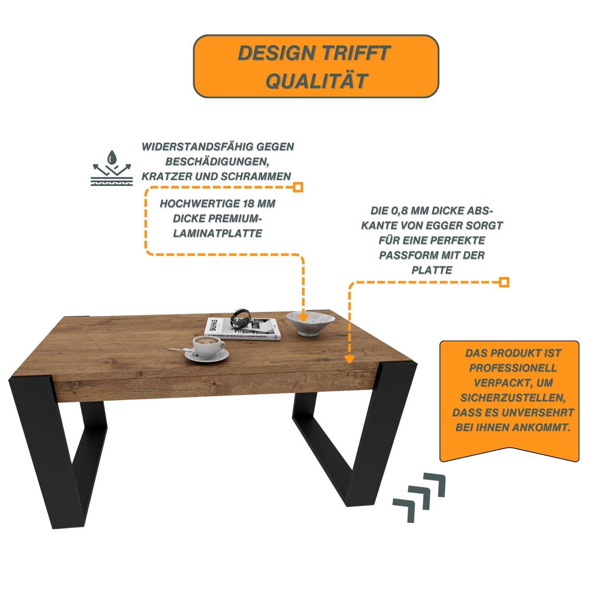 COUCHTISCH Karo II 92/44/54 - Alteiche/Schwarz, Holzwerkstoff (54/92/44cm) - RAUMHIRSCH FURNITURE
