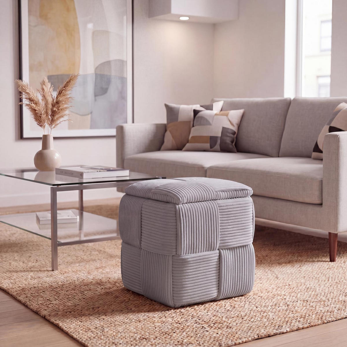 HOCKER Dunkelgrau - Dunkelgrau, Textil (40/43/40cm) - MCW