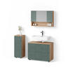 BADMÖBEL-SET Ronco Grün/Goldkraft Eiche 3 Teile, mit Schubladenschrank und Midischrank - Eiche Wotan/Grün, Holzwerkstoff (80/58/41cm) - Livinity®