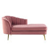 CHAISELONGUE Samtstoff rosa linksseitig Allier - Pink/Goldfarben, Textil (150/75/76cm) - Beliani