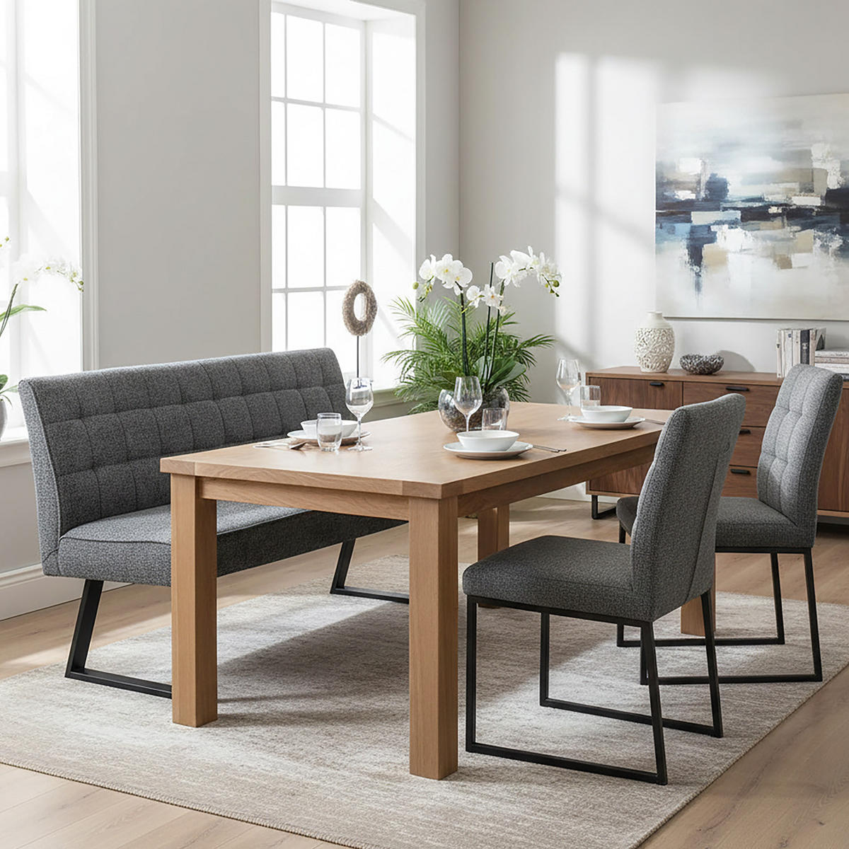 SITZBANK CLARA - Grau, Metall (160/91/66cm) - DUBI Möbel