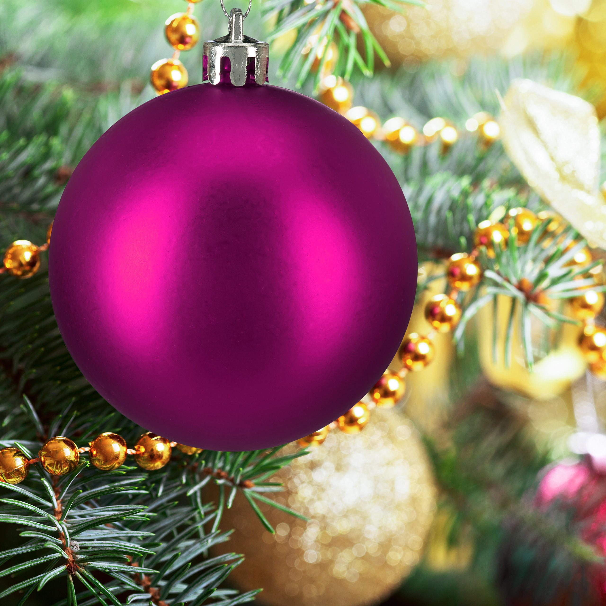 100XWEIHNACHTSKUGELN - Pink, Kunststoff (6/7/6cm) - Relaxdays