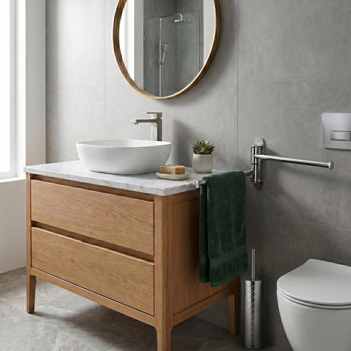 2-TLG.BADEZIMMER-SET - Silberfarben, Kunststoff/Metall (32.5/14/3cm) - Relaxdays