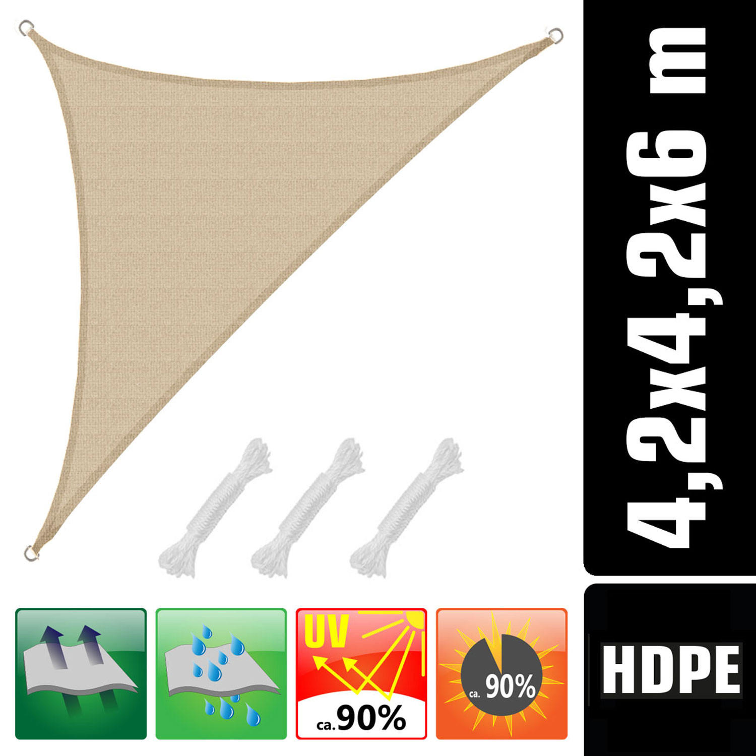 SONNENSEGEL Luftdurchlässig 700 cm Grau - Beige, Kunststoff (420/600cm) - Amanka