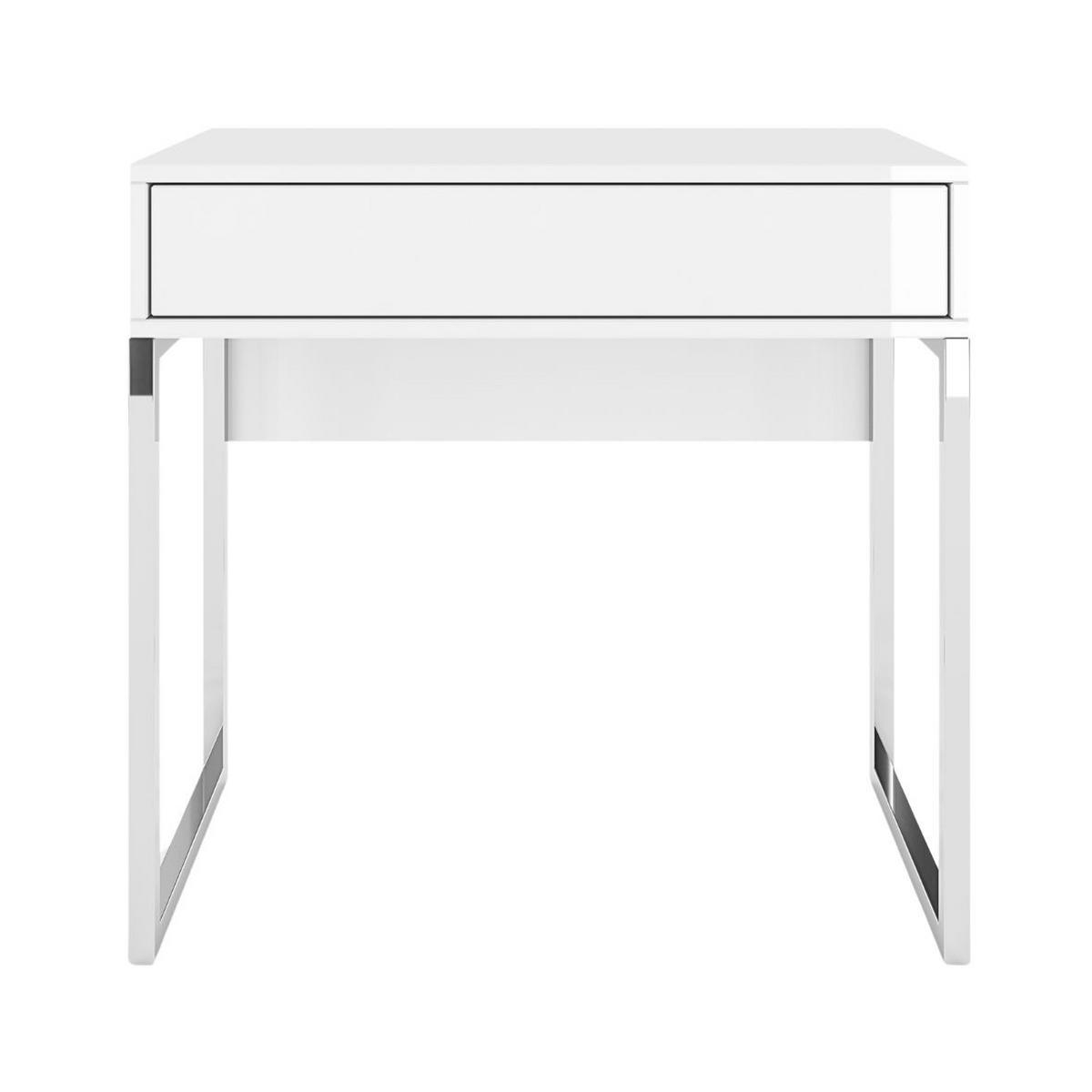 SCHMINKTISCH Eva, Weiß, Silberne Beine, Hochglanz - Weiß Hochglanz/Silberfarben, Holzwerkstoff/Metall (40/80/76cm) - Kayani