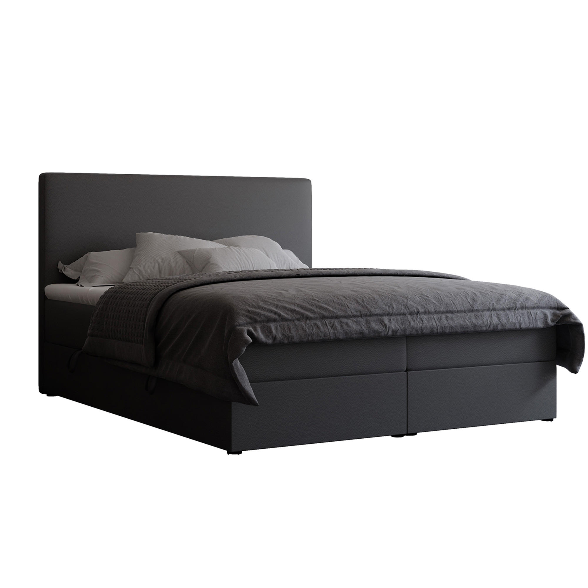BOXBETT 140x200 cm mit Topper - Schwarz, Holzwerkstoff/Textil (140/200cm) - Idohome