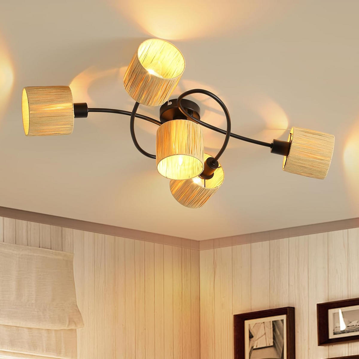 DECKENSTRAHLER Funkelau 47/16.5/72.5 cm - Schwarz, Metall (72.5/47/16.5cm) - ZMH