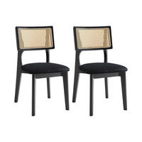 STUHL - 50.5 cmcm x 48 cmcm - Samt - Schwarz, Naturfarben Hell - CALENYA - Schwarz/Naturfarben, Textil (50.5/85.5/48cm) - Vente-Unique