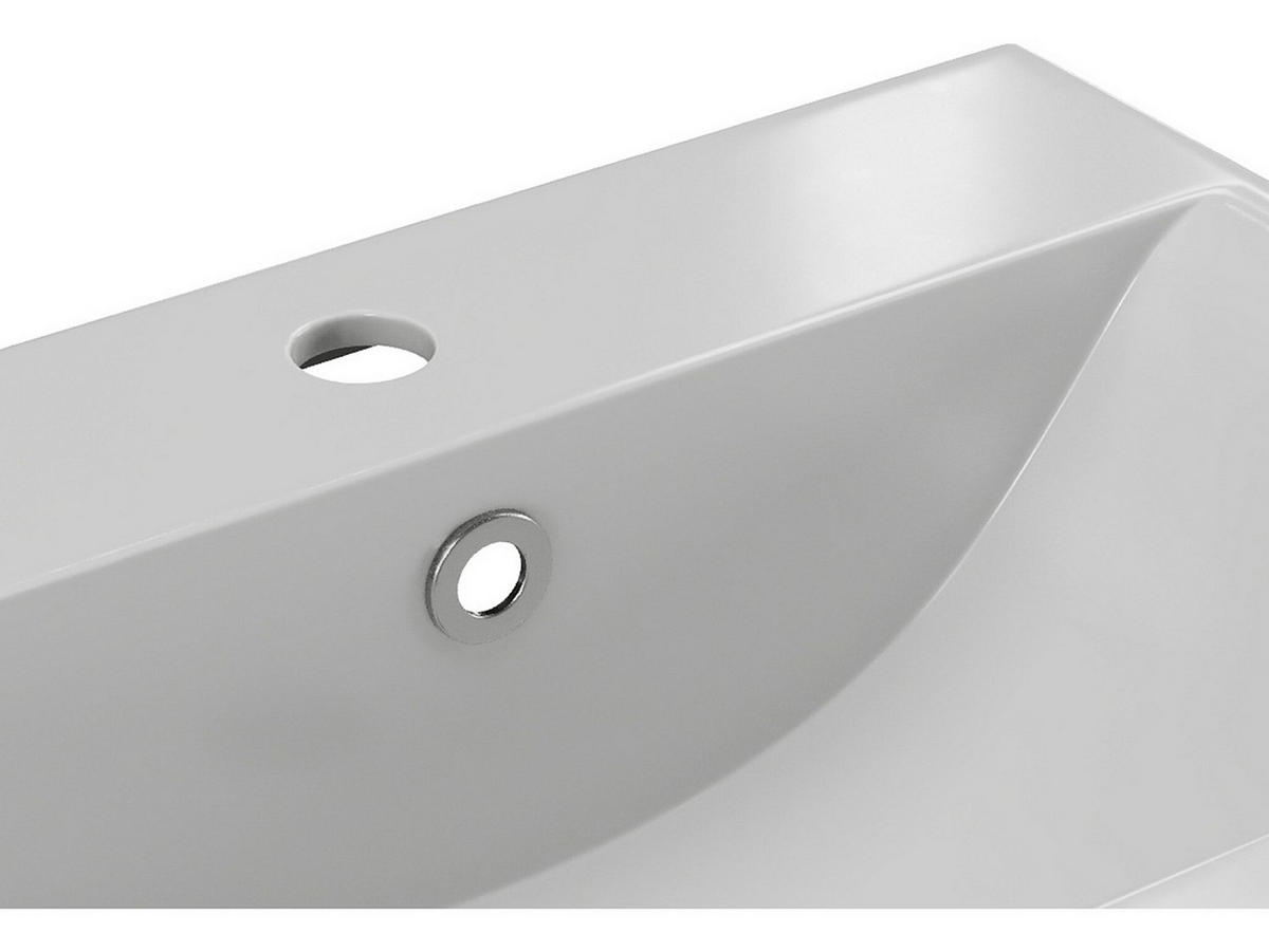 HALBEINBAUWASCHBECKEN rechteckig - Keramik - 51,5 cm - Weiß - YASMAC II - Weiß, Keramik (51.5/17/39.5cm) - Vente-Unique