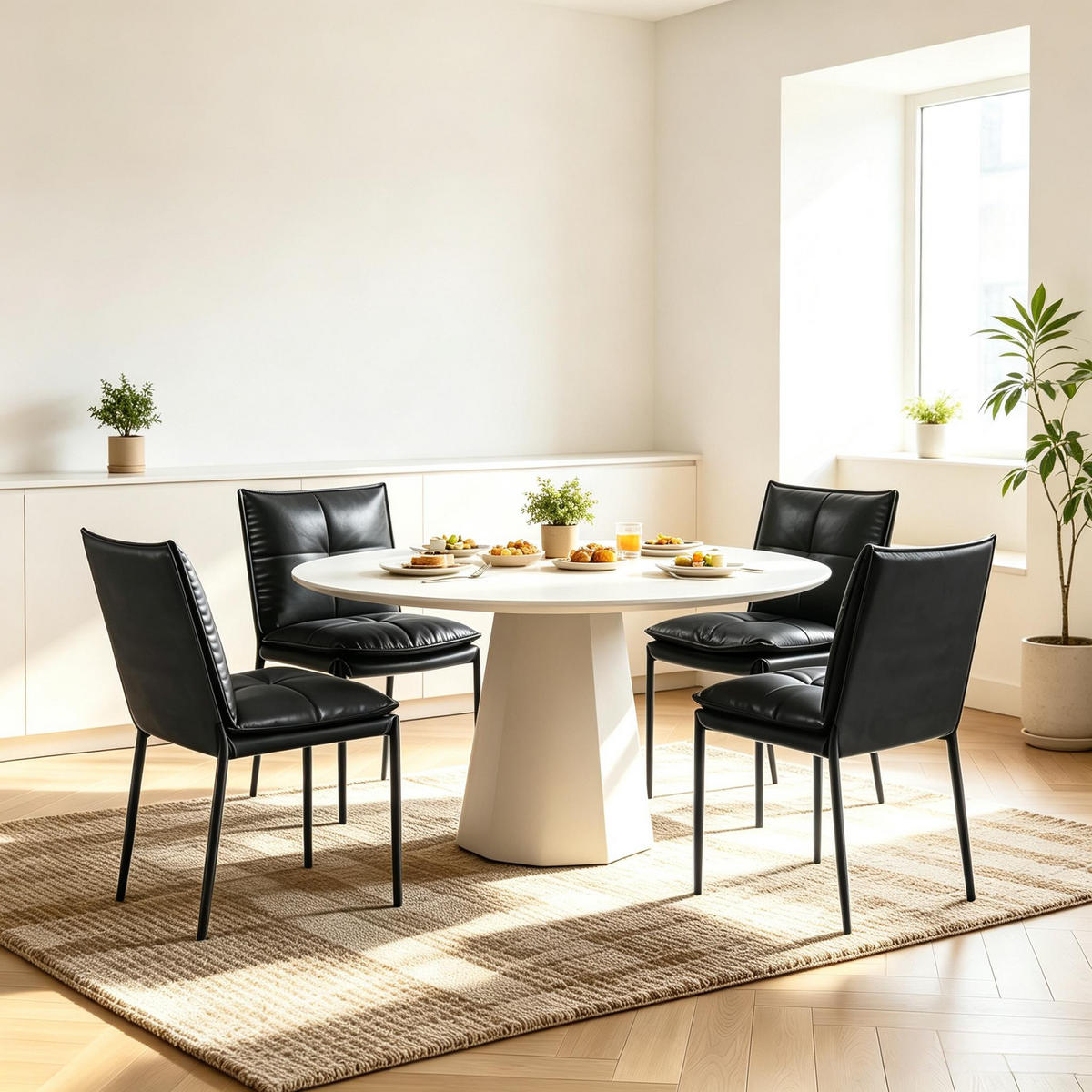 STUHL-SET DE-36235 4 Stück mit Kunstlederbezug Schwarz - Schwarz, Metall (55/87/48cm) - ComfortXL