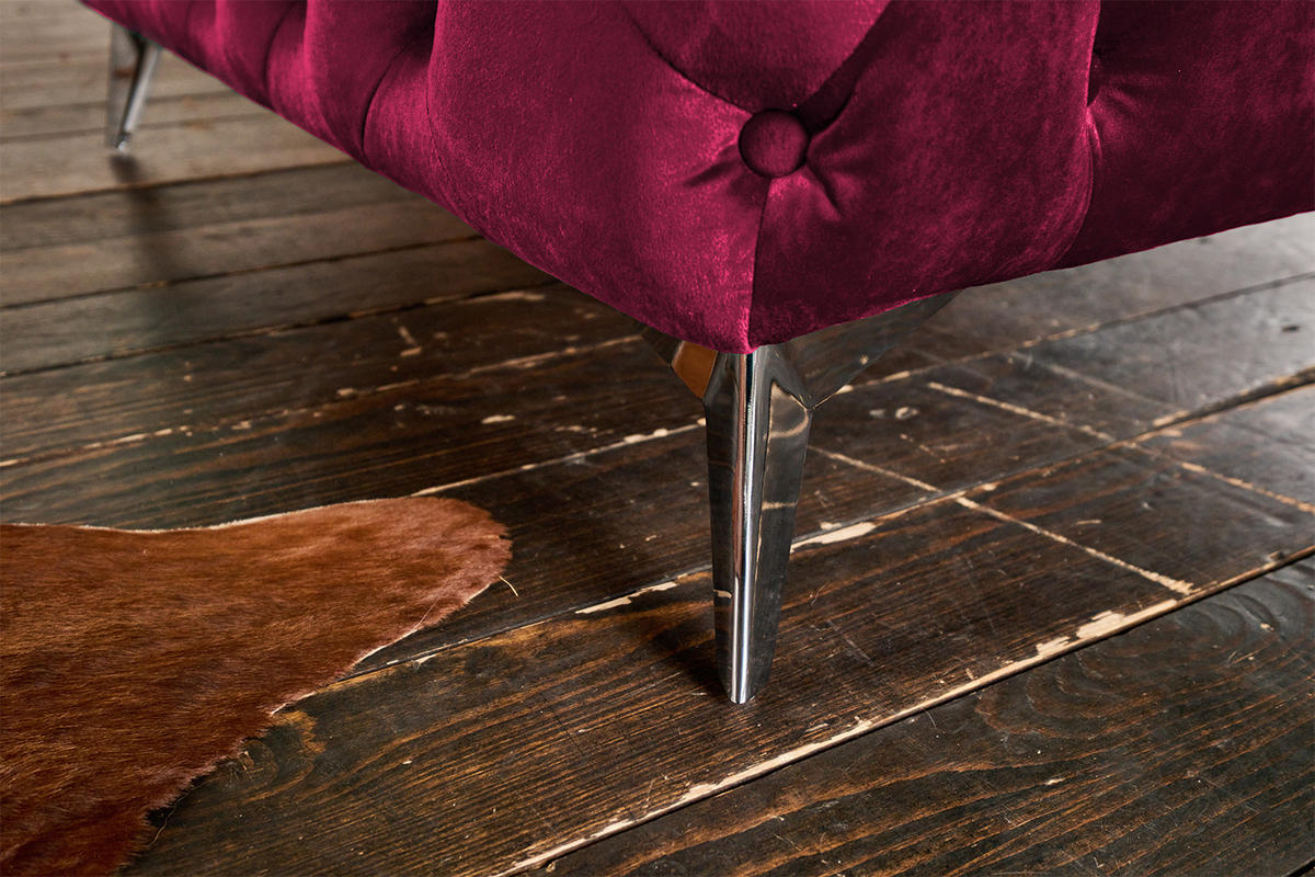 CHESTERFIELD-SESSEL NARLA Rot Velvet - Silberfarben/Rot, Textil/Metall (120/71/87cm) - KAWOLA