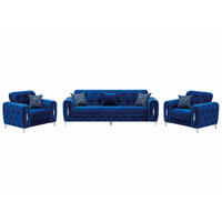 SITZGARNITUR Patna, Blau Stellvariante 3+1+1 - Blau, Holzwerkstoff/Kunststoff (245/80/100cm)
